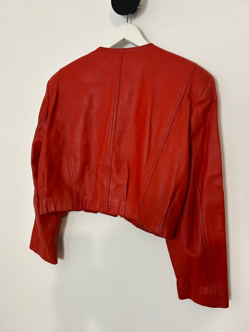 DINOZ Vintage 80er Jahre rote Lederjacke eighties Statement Jacke Leder Gr42 Bild 8