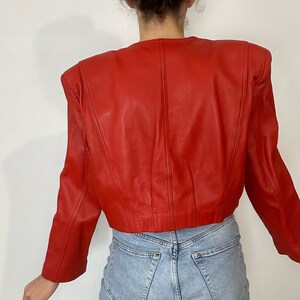 DINOZ Vintage 80er Jahre rote Lederjacke eighties Statement Jacke Leder Gr42 Bild 4