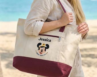 Personalized Disney Cruise Tote Bag | DCL Zippered Canvas Fish Extender Family Gift | Embarkation Day Travel