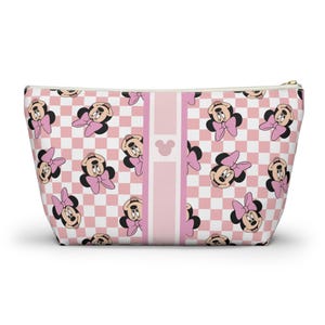 Trousse de maquillage Minnie Mouse Monogram | Organiseur personnalisé à carreaux pour un voyage à Disney World | Pochette zippée personnalisée image 2