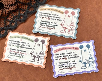 Halloween Cast Member Appreciation Card, Pixie Dust, Mickey Ghost, Disney World, Mickeys Not So Scary Party, Disney Cruise Card Gift Tag