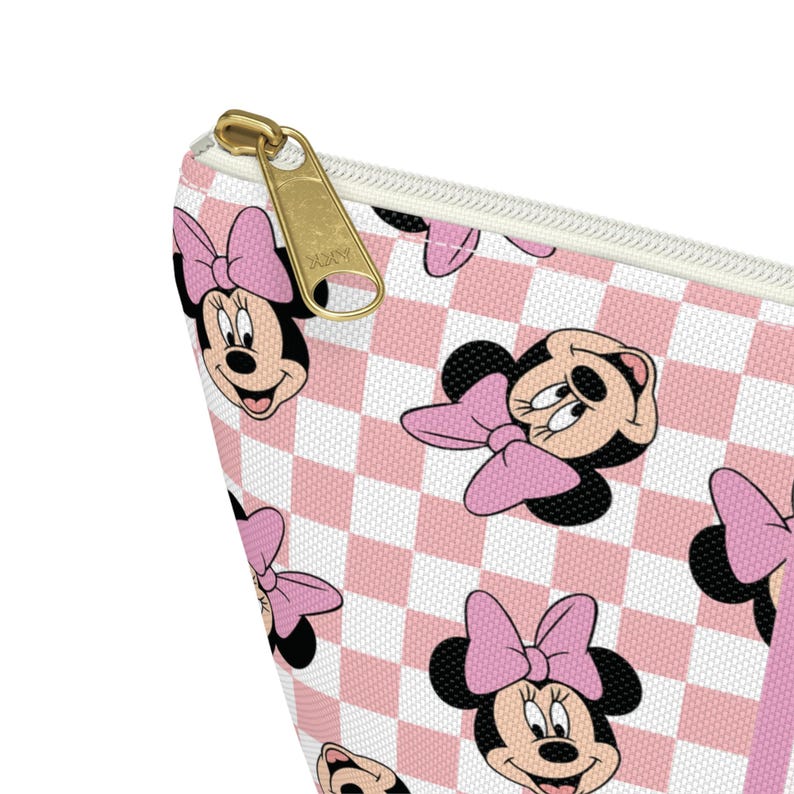Trousse de maquillage Minnie Mouse Monogram | Organiseur personnalisé à carreaux pour un voyage à Disney World | Pochette zippée personnalisée image 8