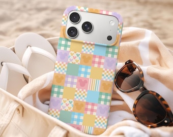 Pastel Checkered Disney Phone Case | Mickey MagSafe® iPhone Cover | Gingham Mouse Summer Pattern