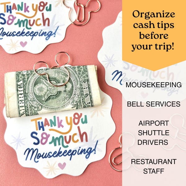 Mousekeeping Tip Holder with Gold Mickey Paperclip for Disney Cruise | Cast Member Pixie Dust