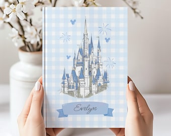 Custom Disney Castle Autograph Book | Blue Gingham Coquette Print | Magic Kingdom Character Autographs