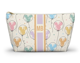 Custom Mickey Balloon Zipper Pouch | Personalized Organizer Bag for Disney World Trip