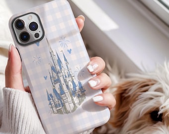 Cinderella Castle Disney Phone Case | Blue Gingham MagSafe® iPhone Cover | Magic Kingdom