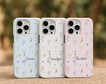 Custom Floral iPhone Case | Personalized MagSafe Phone Cover | Aesthetic Pastel Pattern