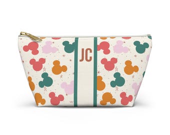 Trousse de maquillage Disney Trip | Pochette zippée personnalisée à imprimé Mickey | Cadeaux de vacances pour enfants