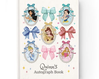Custom Coquette Princess Autograph Book | Personalized Disney World Gift for Child | Disneyland Vacation Keepsake