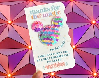 Rainbow Sequin Mickey Card for Cast Members,  Pixie Dust, Cast Member Appreciation Gifts, Disney Cruise