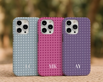 Personalized Polka Dot iPhone Case | Custom Magsafe Phone Cover | Cutecore Monogram Initials