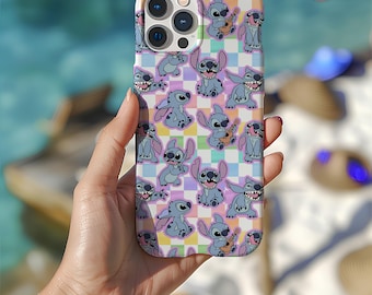 Rainbow Checkered Stitch Phone Case | Disney MagSafe® iPhone Cover | Lilo and Stitch Accessories