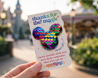 Disney Must Have Cast Member Gifts | Thank You Card with Rainbow Sequin Mickey Patch