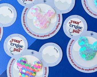 Fish Extender Tags for Disney Cruise Pixie Dust Gifts | Shiny Sequin Mickey Patch