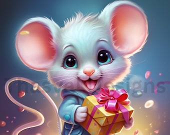Christmas Mouse PNG: Adorable Holiday Clipart (Digital Download)