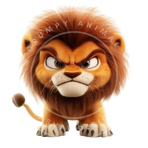 Grumpy and Funny Animal Clipart, 19 High-Quality PNGs,  Grumpy Safari Animals png, Cartoon Pet Png, Transparent Background, commercial use