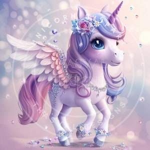 Baby Unicorn Clipart, 9 High-Quality PNGs, Unicorn PNG, cute Unicorn, Unicorn clip art, Rainbow unicorn, Digital Download, commercial use