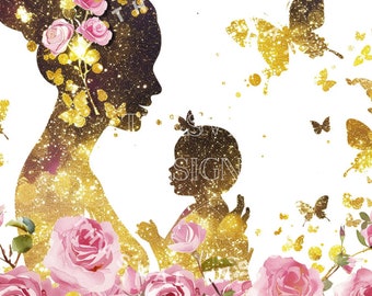 Mother's Day PNG Clipart: Floral Mom & Baby Graphics (Digital Download)