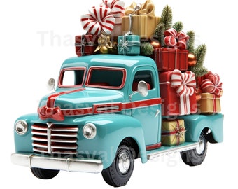 Christmas Truck Clipart: Holiday PNG Bundle (Digital Download)