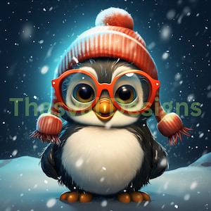 Cute Christmas penguin Clipart 18 High Quality PNGs, Merry Christmas, Digital Download, Commercial use