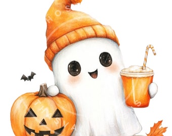 Ghost Clipart, Halloween PNG Graphics (Digital Download