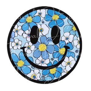 Floral Smiley Face PNG Clipart: Commercial Use (Digital Download)