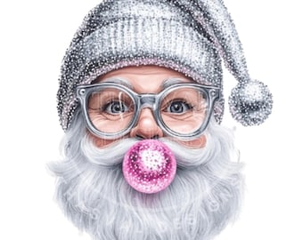 Retro Santa Clipart: Funny Santa with Sunglasses (PNG Digital Download)