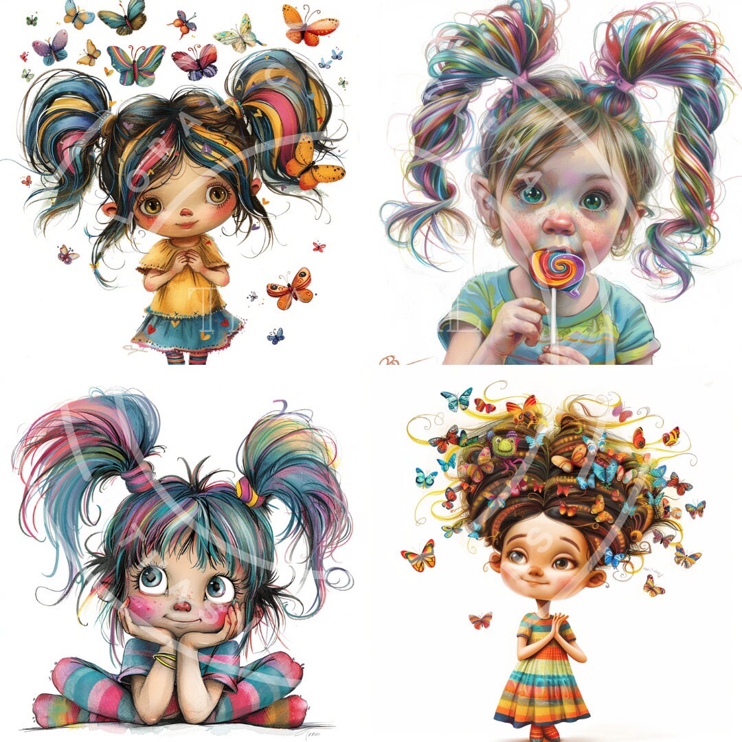 Quirky Girl Clipart: Whimsical Fantasy PNG Set (digital Download) - Etsy