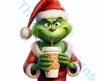 Grinch Christmas PNGs: Mischievous Coffee Grinchmas (Digital Download)