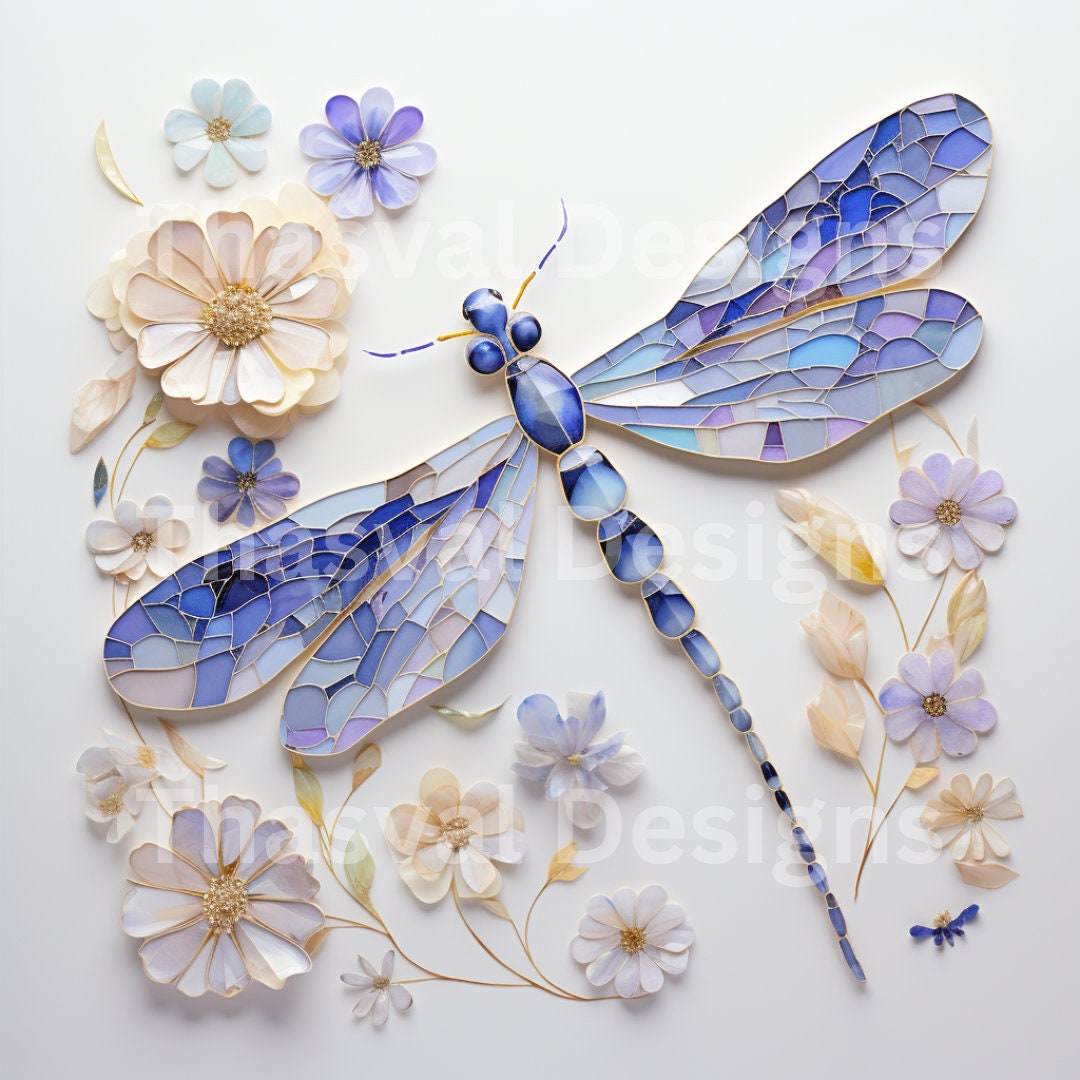 3D Mosaic Dragonfly Clipart, 15 High Quality Pngs, Instant Digital ...