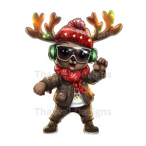Renna danzante, Babbo Natale, Omino di pan di zenzero, clipart Elfo, 15 PNG di alta qualità, Buon Natale, Download digitale istantaneo, Uso commerciale