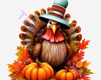 Thanksgiving Turkey PNG Clipart: Fall Harvest Graphics (Digital Download)