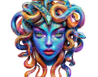 Medusa Head Clipart, Greek Mythology Snake PNGs (Digital Download)