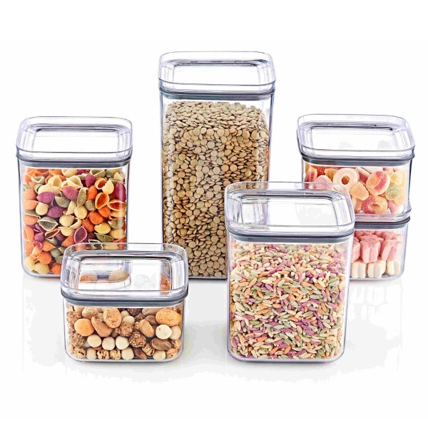 Parpalinam storage containers set, storage box with lid kitchen organizer, transparent food containers with stickers, storage