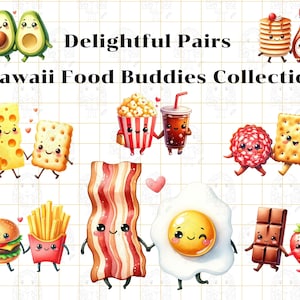 Délicieuses paires - Collection Food Buddies Kawaii, paires d'aliments, amateurs de cuisine, cadeaux pour gourmets, nourriture adorable, nourriture mignonne, usage commercial