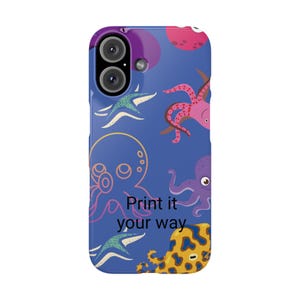 Estuche a presión colorido inspirado en el océano: funda personalizable para teléfono, estuche moderno con temática marítima, regalo para amantes del mar, vida marina [...]