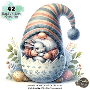 Osterei Gnome Clipart Bundle, Osterzwerg Clipart, Baby Gnome Clipart, Osterzwerg Aquarell, Ostereier Gonks, Brutei Gnom