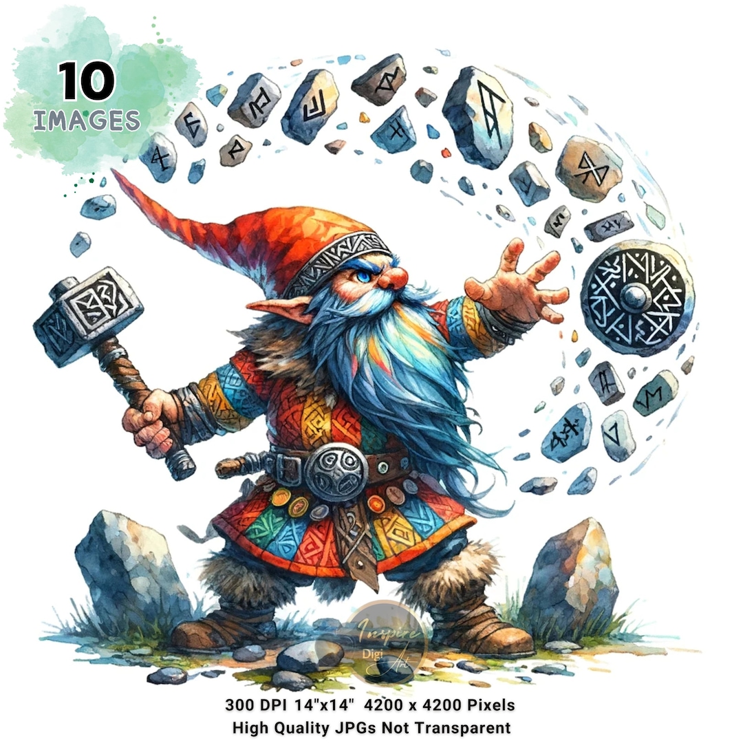 Fierce Warrior Viking Gnome Clipart, Gnome Viking Clipart, Mythology ...