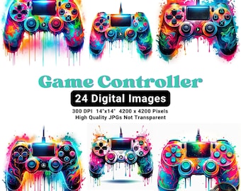 Clipart kontrolera gier, Clipart gier, Obraz kontrolera gier, Clipart konsoli gier, Gry miejskie, Grafika miejska, Sztuka neonowego graffiti gier