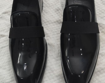 Handmade Patent Black leather Loafers
