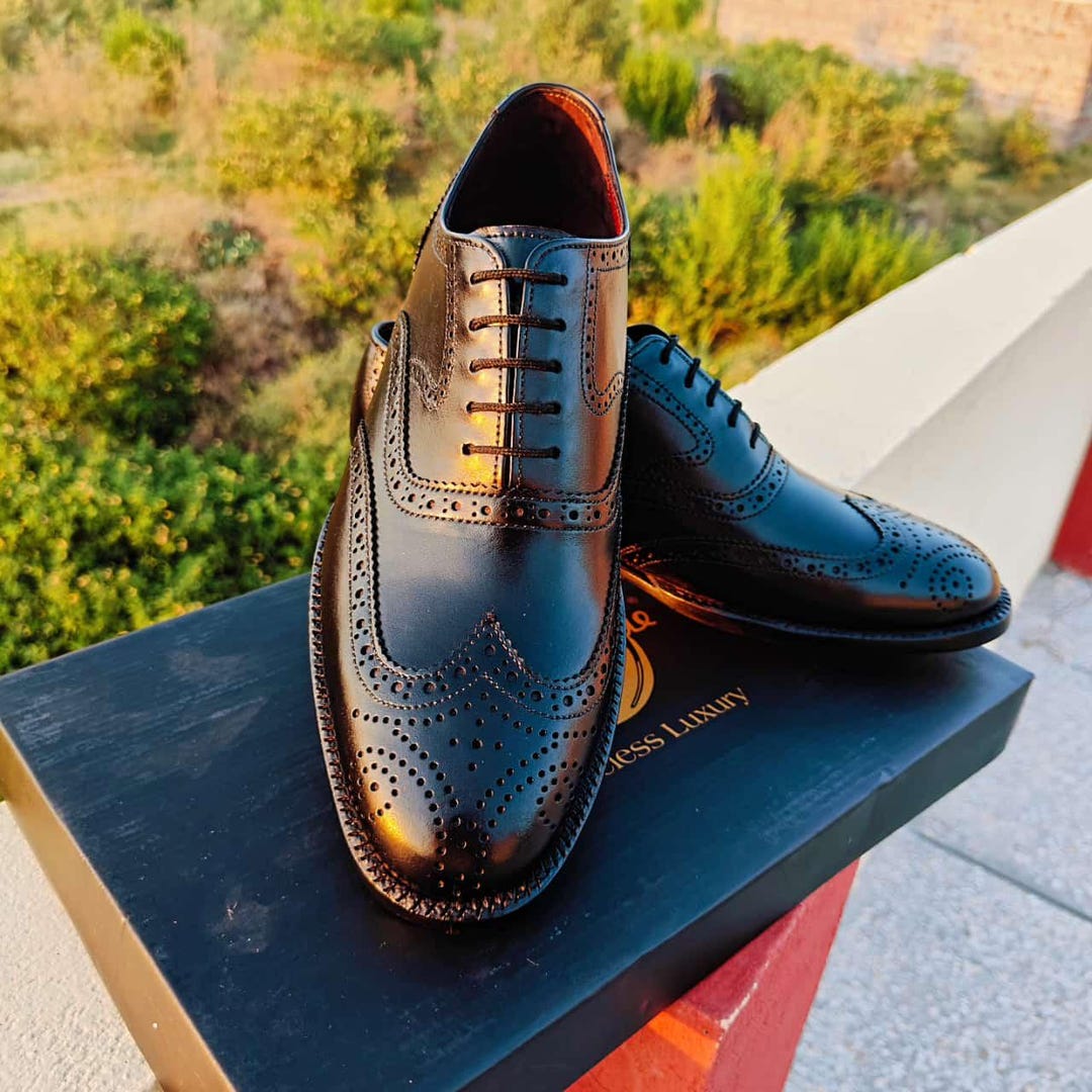 Brogues Full Grain Leather Oxford Brogues: Goodyear Welt Men's Shoes - Etsy