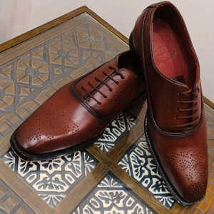 Goodyear Welted Brogue Oxford Shoes Coffee