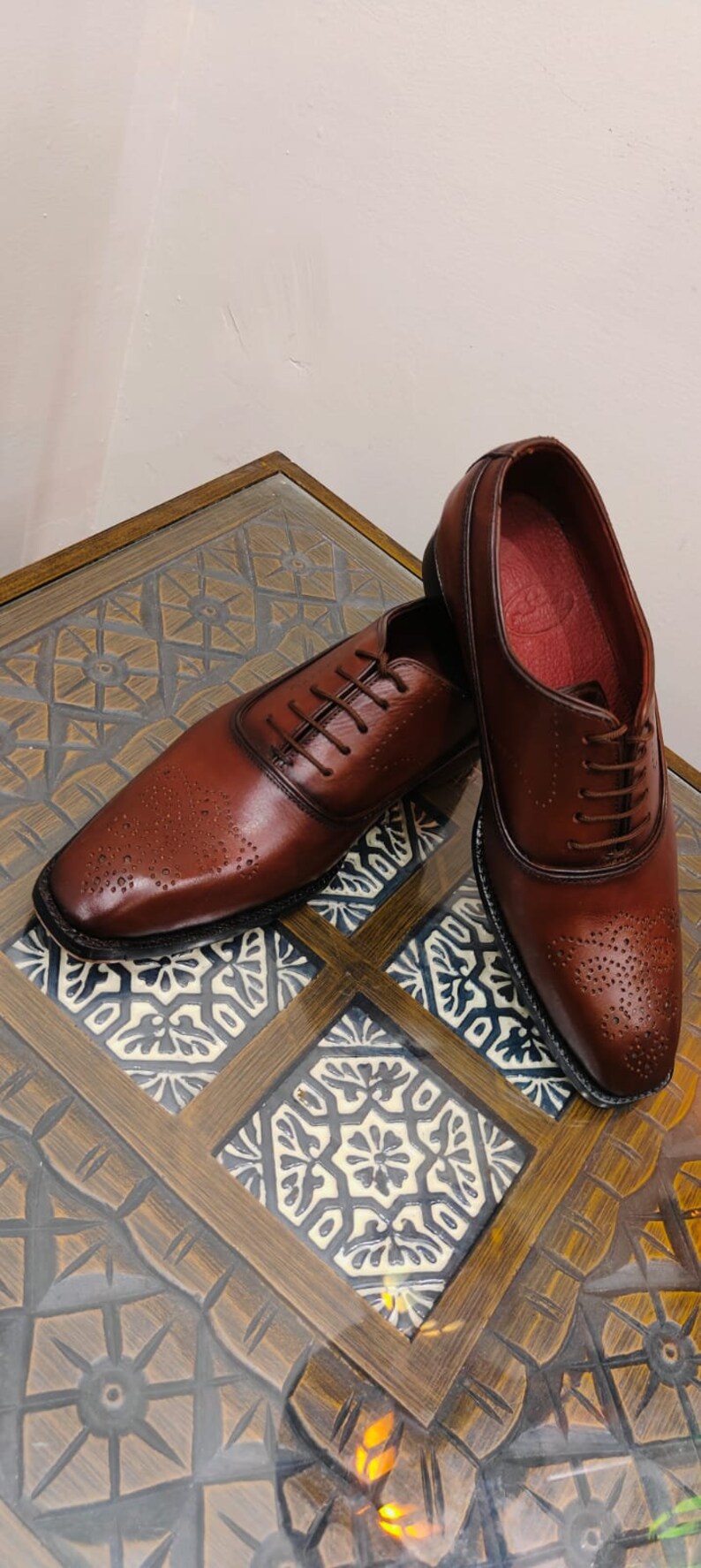Goodyear Welted Oxford Shoes in Black Leather