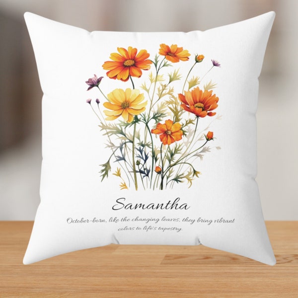 Personalized Birth Flower Month Pillow, Gift for Grandma, Christmas Gift, Custom Mother's Day Pillow Cover, Mothers Day Gift, Gift for Her