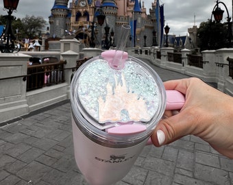 Iridescent Cinderella Castle Etched Tinker Pixie Shaker Glitter Topper | Stanley Cup Tumbler Lid Topper | Stanley Brumate YETI Simple Modern