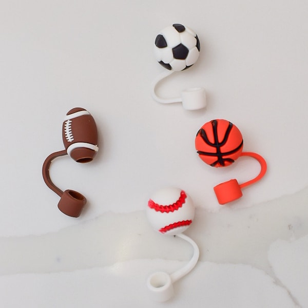 Sports Straw Topper Stanley Accessory | Straw  Topper Tumbler | Simple Modern | Yeti | Baseball Basketball Football Soccer