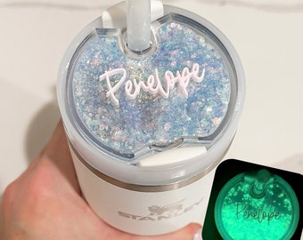 GLOW in the Dark Glitter Filled Stanley Topper | Glitter Shaker Topper | Shaker Glitter Stanley Name Glitter | Yeti Simple Modern Stanley