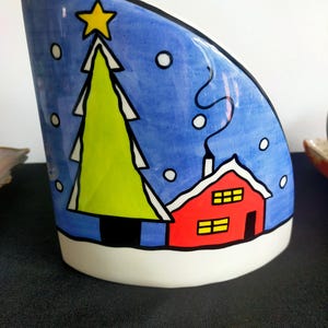 Lorna Bailey Quad vase white Christmas pattern vintage vase Christmas gifts old Ellgreave Pottery