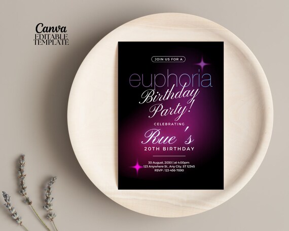 Euphoria Birthday Invitation Euphoria Birthday Party Trendy Neon